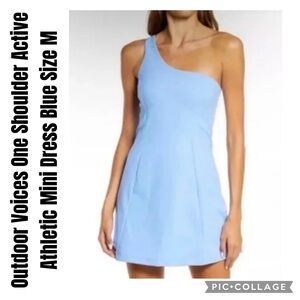 Outdoor Voices One Shoulder Active Athletic Mini Dress Blue Size M